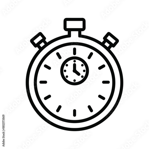 Outline stopwatch icon illustration representing time management, measurement, speed, and precision for deadlines and urgency projects