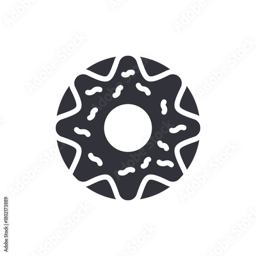 Donut Vector, Simple Ring Pastry With Sprinkles, Doughnut