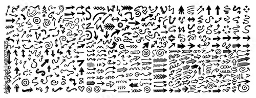 Mega set of hand drawn arrows Large vector collection of doodle arrow icons and pointers