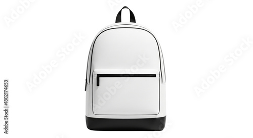 Sleek Minimalist White Black Backpack For School Travel Urban Commute Fashion Accessory Mockup