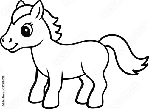 Adobe Illustrator Artwork  Trotting forward: Horse with beautiful with long mane and tail flutters in the wind, isolated vector design
