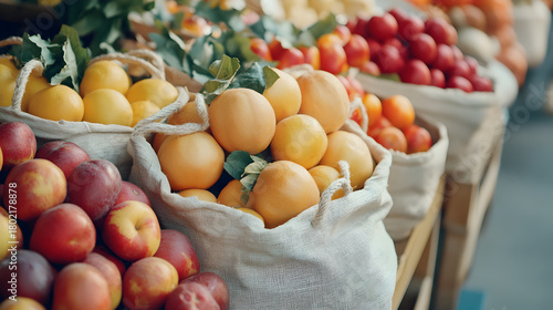 peaches in a market