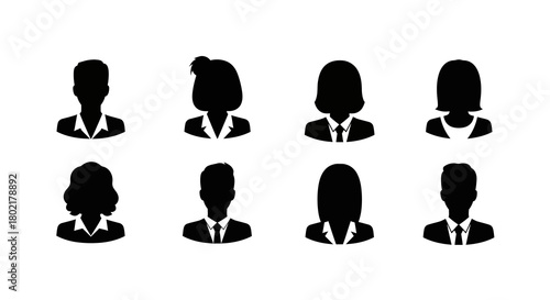 Business professional silhouette avatars set in black and white