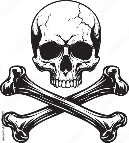 Black and white skull and crossbones isolated