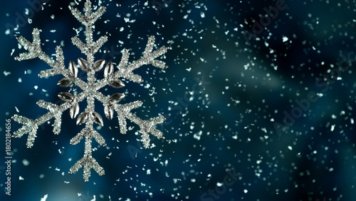 Christmas Decoration with Colored Shiny Star and Glitters , Close-up