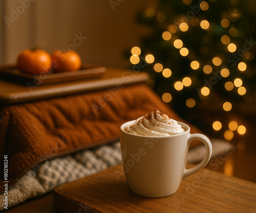 Warm Winter Drink with Cozy Holiday Atmosphere