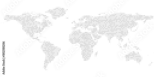 World map composed of digital matrix, earth, 01 data matrix, artificial intelligence, digitalization