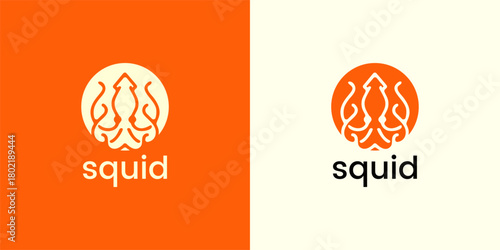 Minimalist Squid Logo Design Wordmark