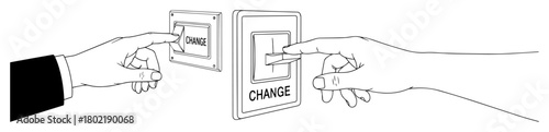 hand pressing a change button vector illustration