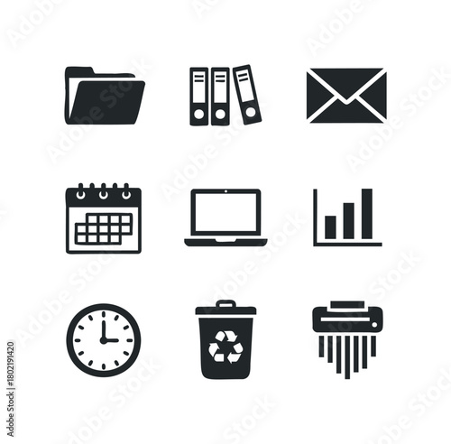 Office Supplies and Icons Set