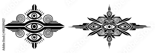 esoteric ornamental dividers with all seeing eye vector