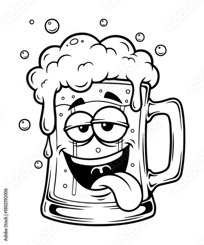 retro cartoon beer mug character vintage mascot vector