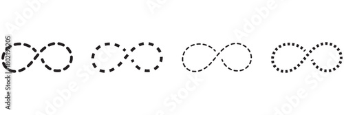 Infinity symbols. Set of infinity icons. Symbols of endless, unlimited, eternal. Vector illustration.