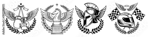 sport and game winged emblem logo collection