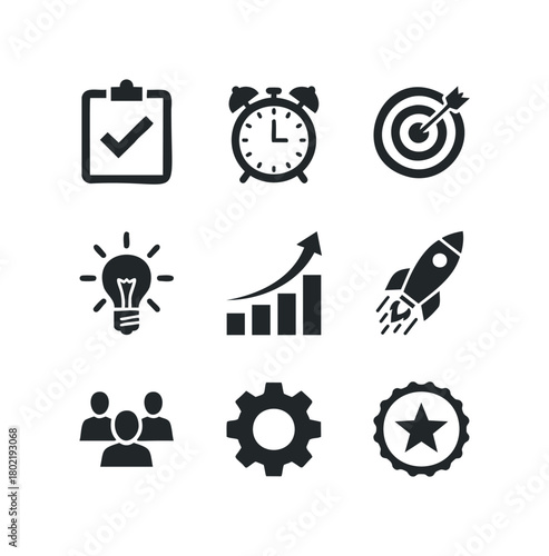 Business icons collection for planning and success
