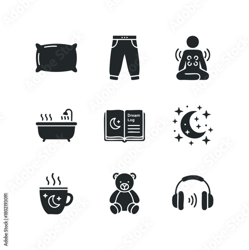 Restful Sleep Icons for Nighttime Routine