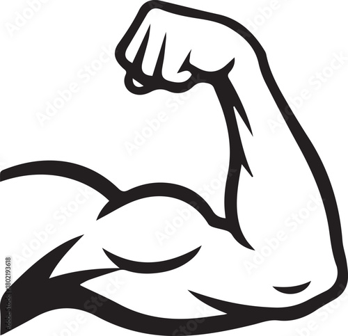 Muscle Power and Bodybuilding: A bold illustration of a flexing arm, symbolizing strength, fitness, and the human form in peak condition.