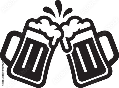 Cheers with Beer: Two overflowing beer mugs clink in a toast, symbolizing joy, friendship, and celebration. The bubbles and foam create a sense of freshness and fun. 