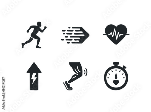 Running Man Heartbeat Speed Power Stopwatch Icons