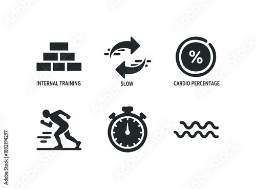Six Sports And Fitness Icons On White Background