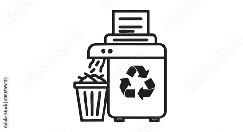 ## **18. Paper shredder recycling outline vector**
