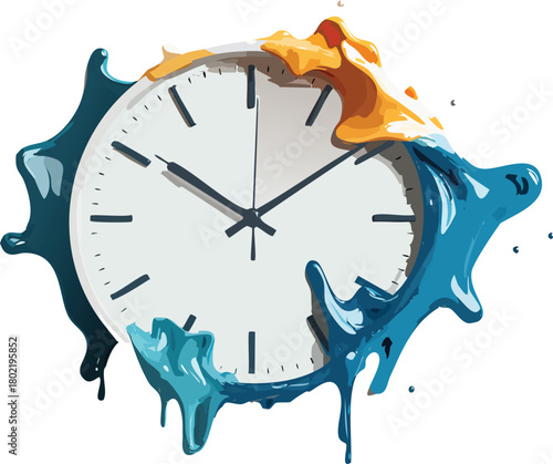 Surreal Round Wall Clock Softly Melting for Modern Art, Time Distortion, and Creative Concept Design