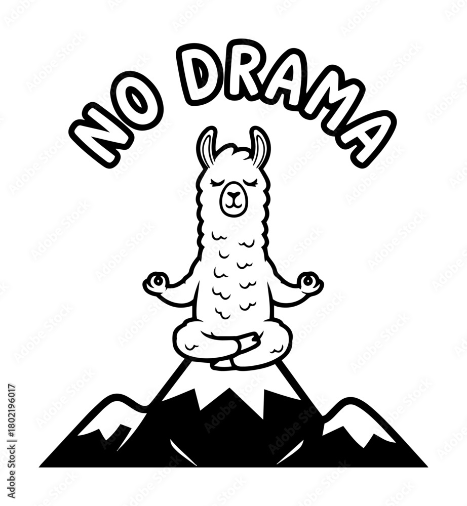 Obraz premium no drama llama meditating on a mountain funny cartoon vector