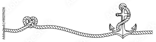 nautical border with anchor and rope line art