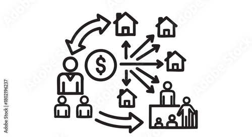 ## **34. Dividend payment flow outline vector**
