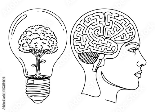 creative thinking and green idea concepts vector