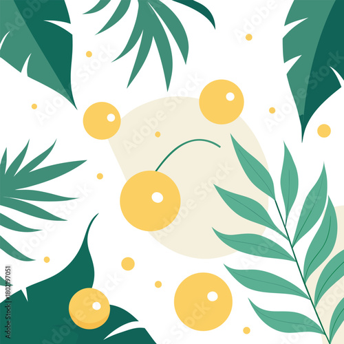 Dreamlike jungle light pattern with golden orbs