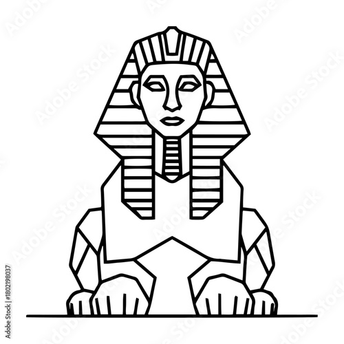 great sphinx of giza line art icon vector black shape