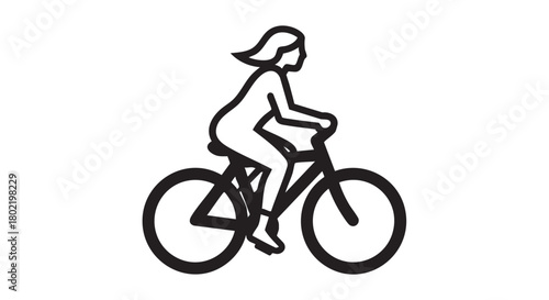 5. Woman riding bicycle black silhouette vector
