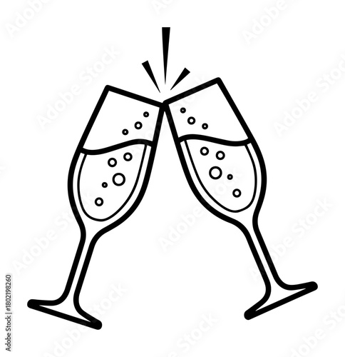 toasting champagne glasses celebration icon vector black shape