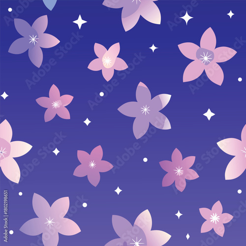 Dreamlike twilight blossom field pattern with luminous tones