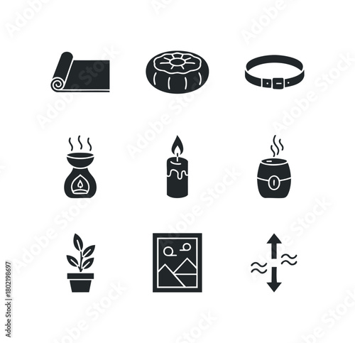 Collection of Icons Representing Wellness and Home Comfort