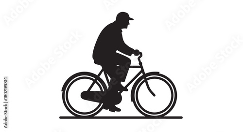 4. Elderly man riding bicycle black silhouette vector
