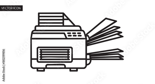 ## **6. Copier machine with duplicate papers outline icon vector**
