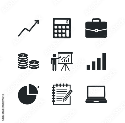 Business Growth and Finance Icons Set