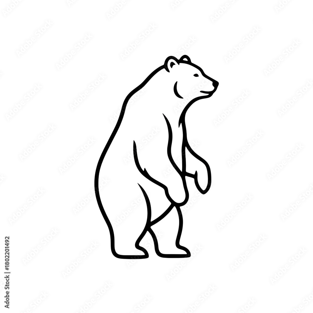 Obraz premium A minimalist black line drawing of a bear isolated on transparent background