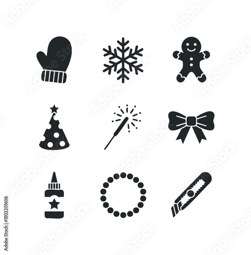 Collection of winter and celebration icons
