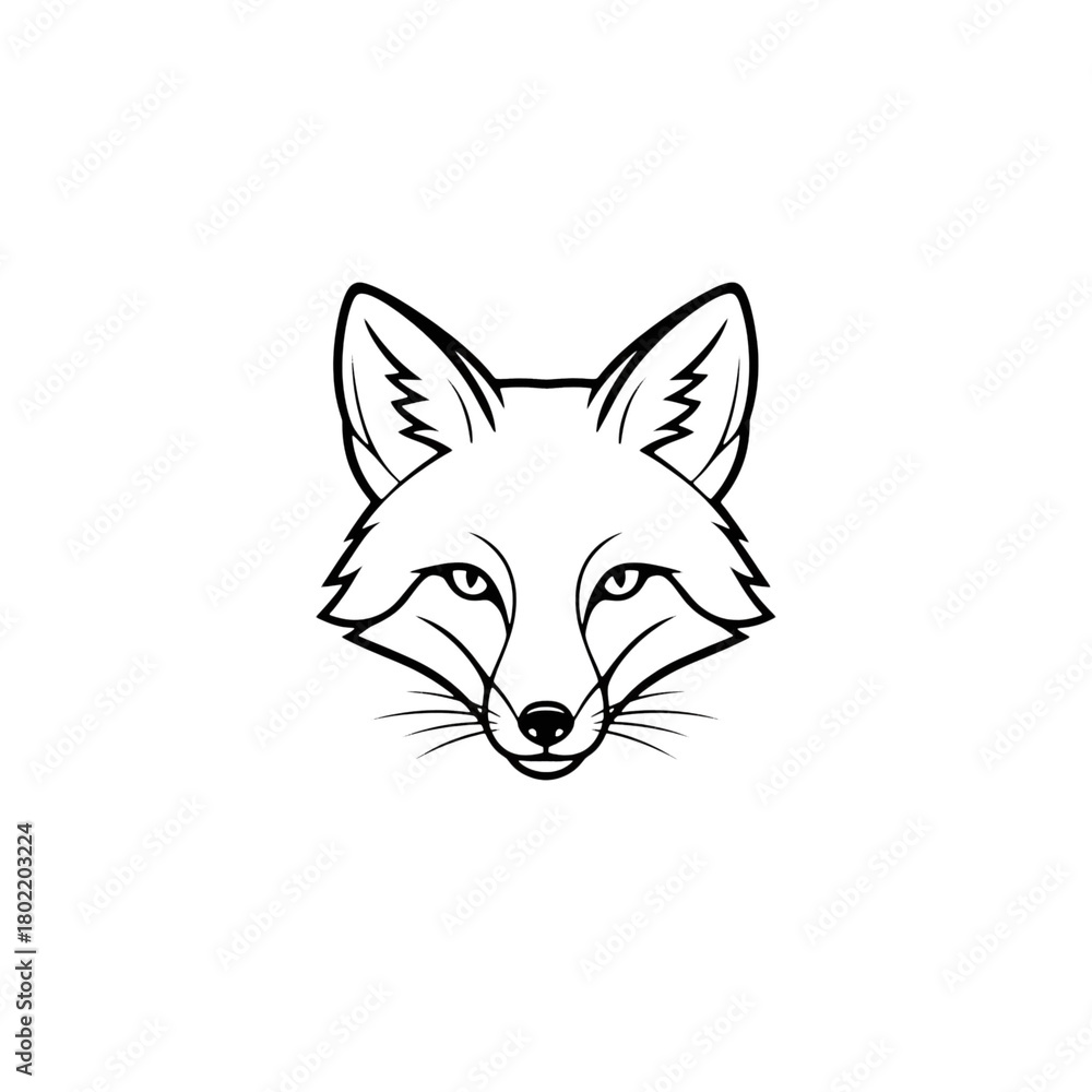 Obraz premium A minimalist black line drawing of a fox isolated on transparent background