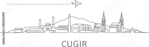 Cugir Skyline with Airplane