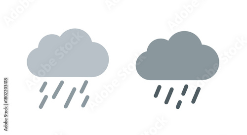 Minimalist cloud with rain icons in light and dark shades