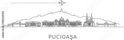 Pucioasa Skyline with Airplane and Dash Line