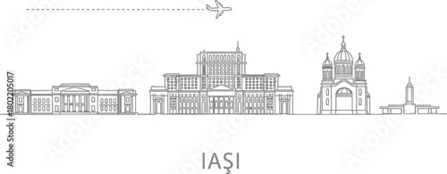 Iași Skyline with Airplane