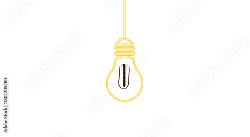 Minimalist Glowing Light Bulb Hanging Icon for Innovation Idea Generation Success