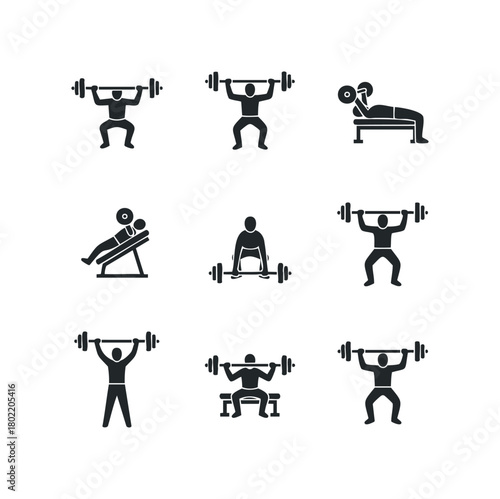 Weightlifting Icons Set