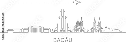 Bacau Skyline with Airplane