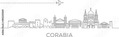 Corabia Skyline with Airplane Icon